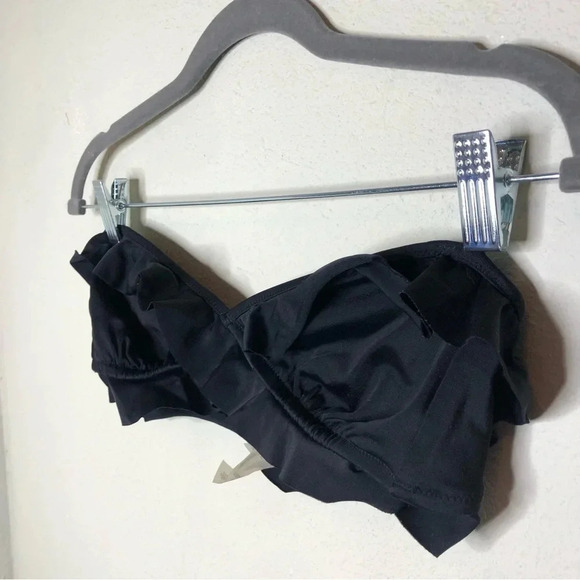 Victoria's Secret Bandeau Bikini Top Medium Black Ruffles - Picture 2 of 6